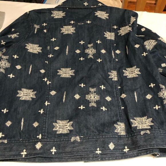 Laura Ashley Women’s Denim Jean Jacket Blue/White Southwestern design Size 10 - Picture 9 of 13